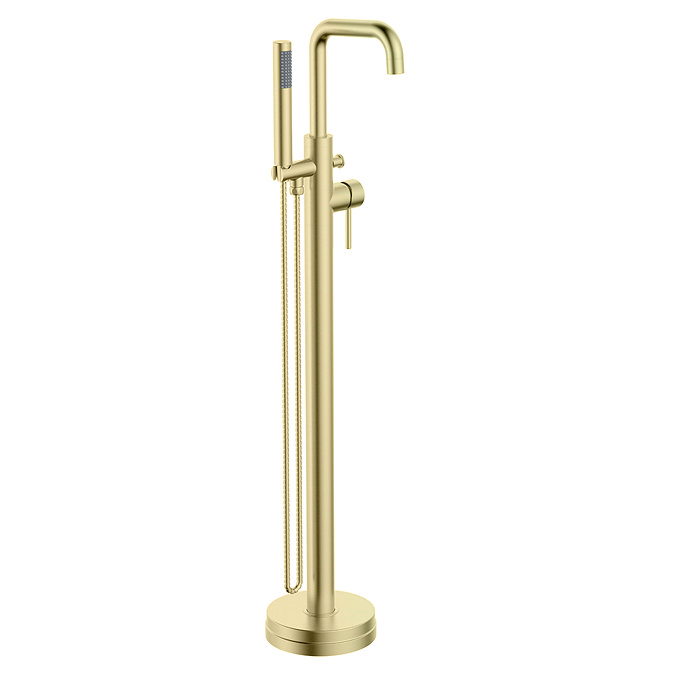 Arezzo Brushed Brass & White Fluted Complete Bathroom Suite - Floor Standing Vanity