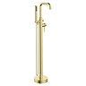 Arezzo Brushed Brass & White Fluted Complete Bathroom Suite - Floor Standing Vanity