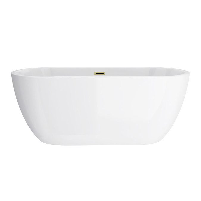 Arezzo Brushed Brass & White Fluted Complete Bathroom Suite - Floor Standing Vanity