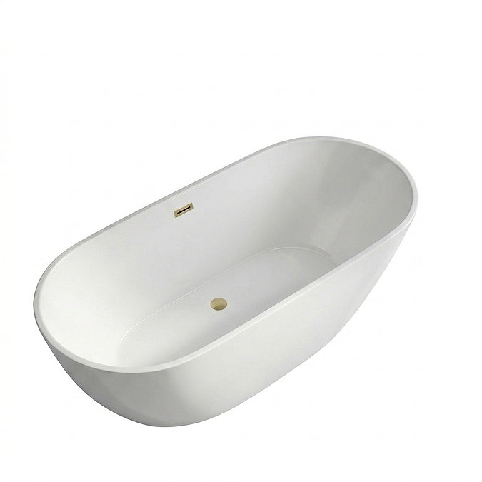 Arezzo Brushed Brass & White Fluted Complete Bathroom Suite - Floor Standing Vanity