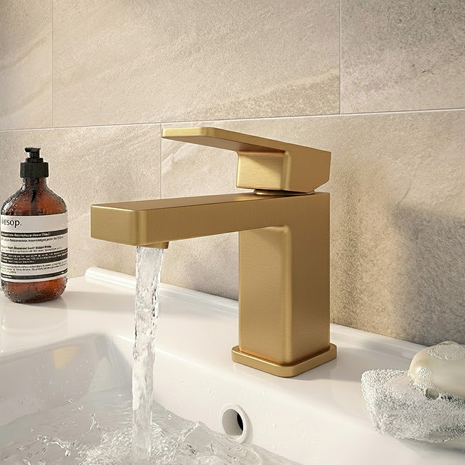 Arezzo Brushed Brass & White Fluted Complete Bathroom Suite - Floor Standing Vanity