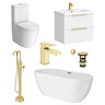 Arezzo Brushed Brass & White Fluted Complete Bathroom Suite