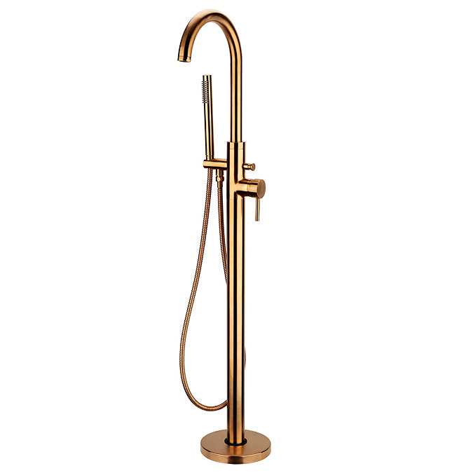 Arezzo Brushed Bronze Freestanding Bath Tap with Shower Mixer Large Image