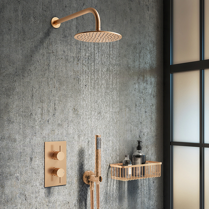 Arezzo Brushed Bronze Round Modern Twin Concealed Shower Valve with Diverter  Profile Large Image