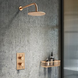 Arezzo Brushed Bronze Round Shower Package with Concealed Valve + Head Large Image