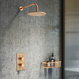 Arezzo Brushed Bronze Round Shower Package with Concealed Valve + Head Large Image