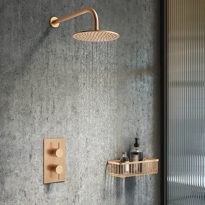 Arezzo Brushed Bronze Round Shower Package with Concealed Valve + Head Large Image