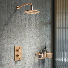 Arezzo Brushed Bronze Round Shower Package with Concealed Valve + Head Large Image