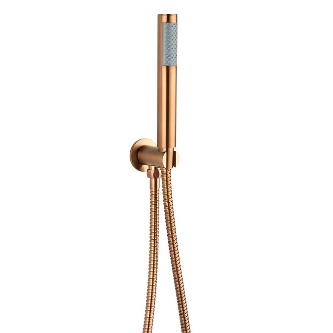 Arezzo Brushed Bronze Round Thermostatic Shower Pack with Head + Handset  In Bathroom Large Image