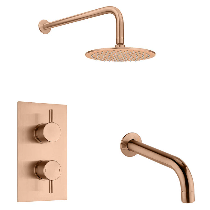 Arezzo Brushed Bronze Shower Set (Fixed Round Shower Head and Bath Spout)