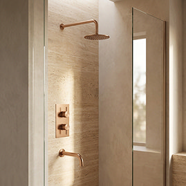 Arezzo Brushed Bronze Shower Set (Fixed Round Shower Head + Bath Spout)