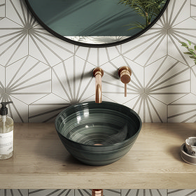 Arezzo Round Brushed Dark Green Counter Top Basin 0TH - 358mm Diameter Large Image