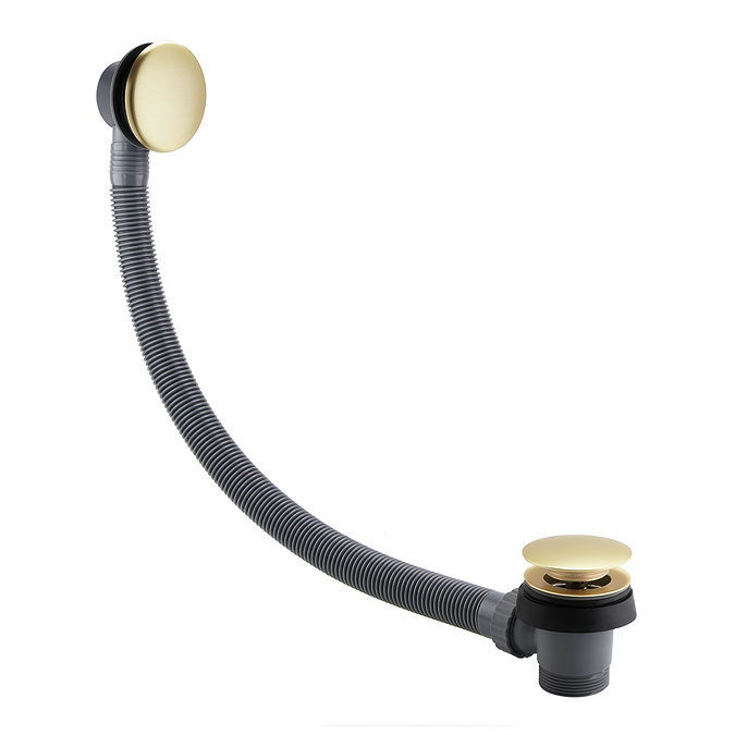 Arezzo Brushed Gold Easy-Clean Bath Waste with Flexible 520mm Overflow