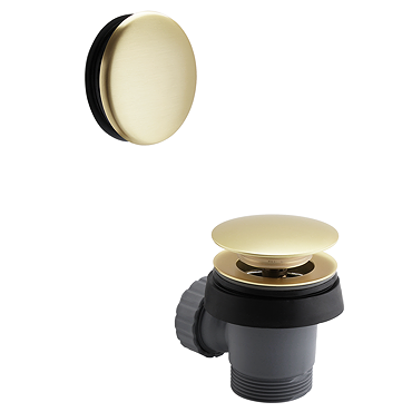 Arezzo Brushed Gold Easy-Clean Bath Waste with Flexible 520mm Overflow
