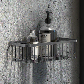 Arezzo Brushed Gunmetal Grey 300mm Wire Shower Basket