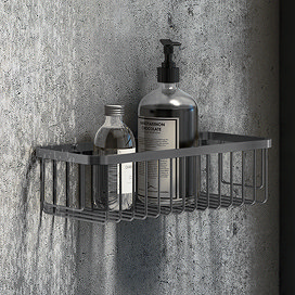 Arezzo Brushed Gunmetal Grey 300mm Wire Shower Basket