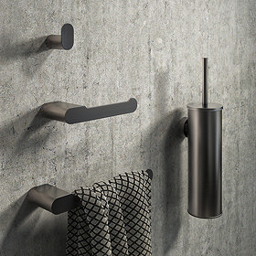 Arezzo Brushed Gunmetal Grey 4-Piece Bathroom Accessory Pack Large Image