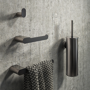 Arezzo Brushed Gunmetal Grey 4-Piece Bathroom Accessory Pack