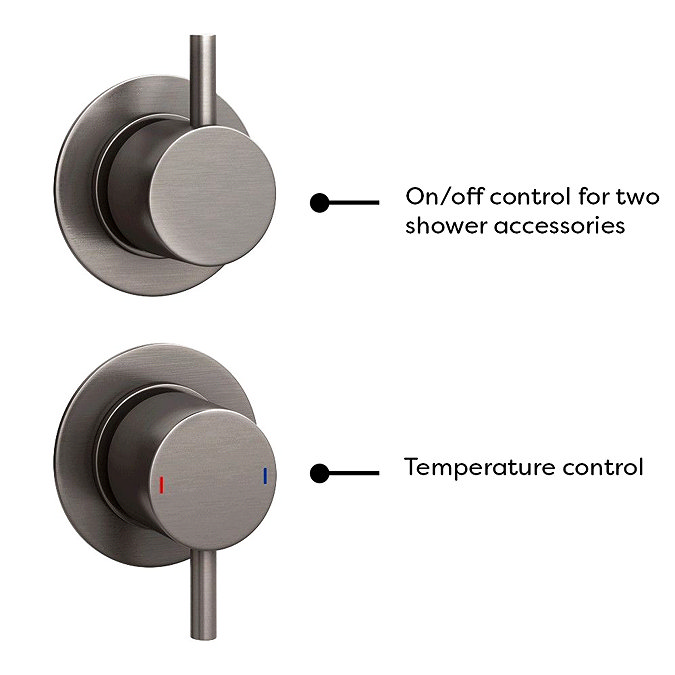 Arezzo Brushed Gunmetal Grey Concealed Individual Diverter + Thermostatic Control Shower Valve  Stan