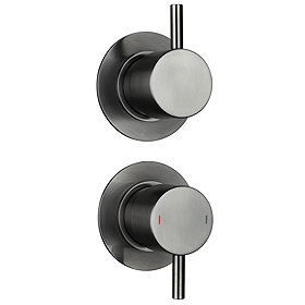 Arezzo Brushed Gunmetal Grey Concealed Individual Diverter + Thermostatic Control Shower Valve Large