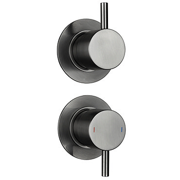 Arezzo Brushed Gunmetal Grey Concealed Individual Stop Tap + Thermostatic Control Shower Valve  Feat