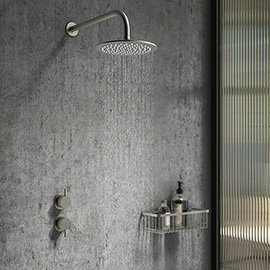 Arezzo Gunmetal Grey Concealed Individual Stop Tap + Thermostatic Control Valve with Wall Mounted Sh