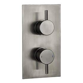 Arezzo Brushed Gunmetal Grey Round Modern Twin Concealed Shower Valve with Diverter Large Image