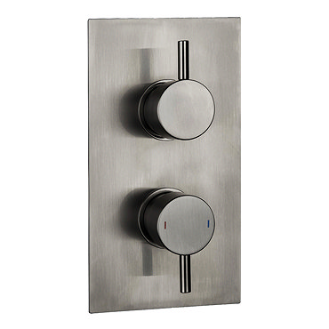 Arezzo Brushed Gunmetal Grey Round Modern Twin Concealed Shower Valve with Diverter  Profile Large I