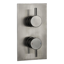 Arezzo Brushed Gunmetal Grey Round Modern Twin Concealed Shower Valve Large Image