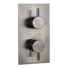 Arezzo Brushed Gunmetal Grey Round Modern Twin Concealed Shower Valve Large Image