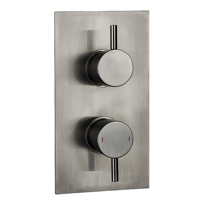 Arezzo Brushed Gunmetal Grey Round Shower Package with Concealed Valve + Head  Profile Large Image