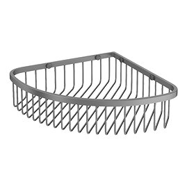 Arezzo Brushed Gunmetal Grey Wire Wall Mounted Corner Shower Basket