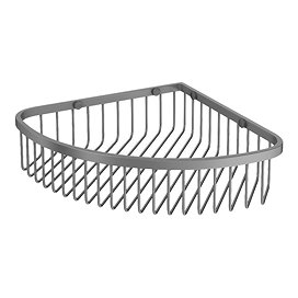 Arezzo Brushed Gunmetal Grey Wire Wall Mounted Corner Shower Basket