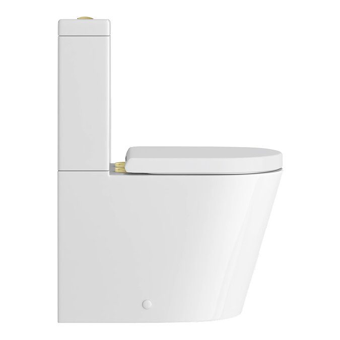 Arezzo BTW Close Coupled Toilet with Brushed Brass Douche Kit and Soft Close Seat