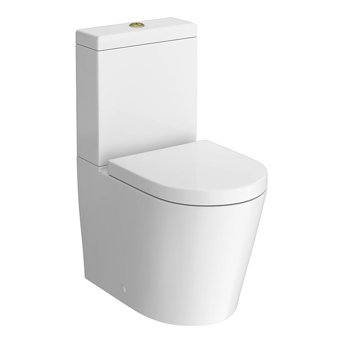 Arezzo BTW Close Coupled Toilet with Brushed Brass Douche Kit and Soft Close Seat