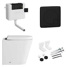 Arezzo BTW Toilet Pan with Soft Close Seat + Concealed Cistern (Matt Black Hinges & Flush Plate)