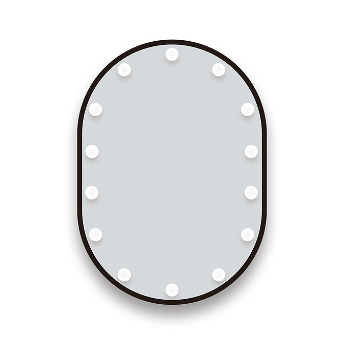 Arezzo Bulb 500 x 700mm Capsule Matt Black LED Illuminated Mirror with Motion Sensor + Anti-Fog