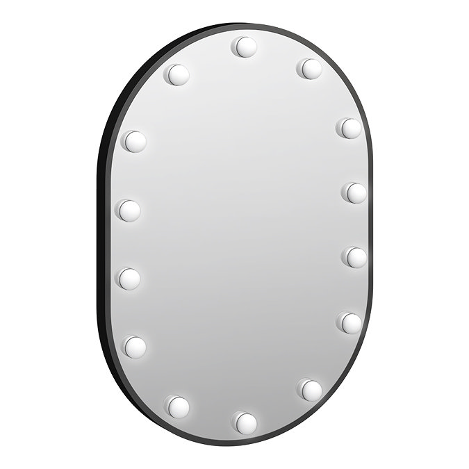 Arezzo Bulb 500 x 700mm Capsule Matt Black LED Illuminated Mirror with Motion Sensor + Anti-Fog