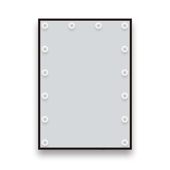 Arezzo Bulb Matt Black 500 x 700mm LED Illuminated Mirror with Motion Sensor + Anti-Fog
