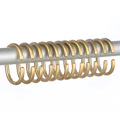 Arezzo C-Type Shower Curtain Rings (Pack of 12) Brushed Brass Large Image