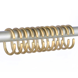 Arezzo C-Type Shower Curtain Rings (Pack of 12) Brushed Brass Large Image