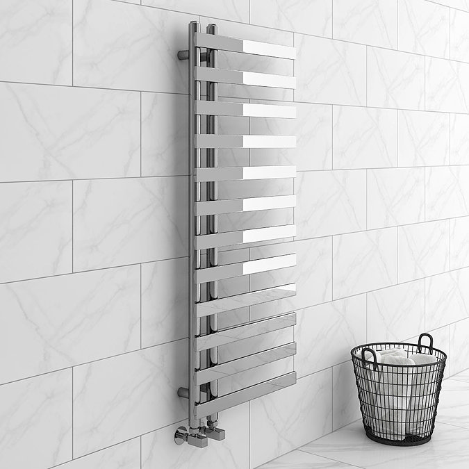 Arezzo Chrome 1200 x 500mm 12 Bars Designer Heated Towel Rail Large Image