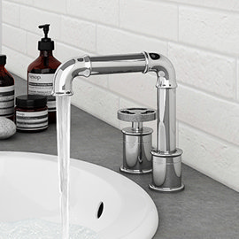 Arezzo Chrome 2TH Industrial Style Deck Mounted Basin Mixer Medium Image