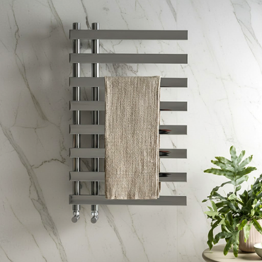Arezzo Chrome 800 x 500mm 8 Bars Designer Heated Towel Rail  Feature Large Image