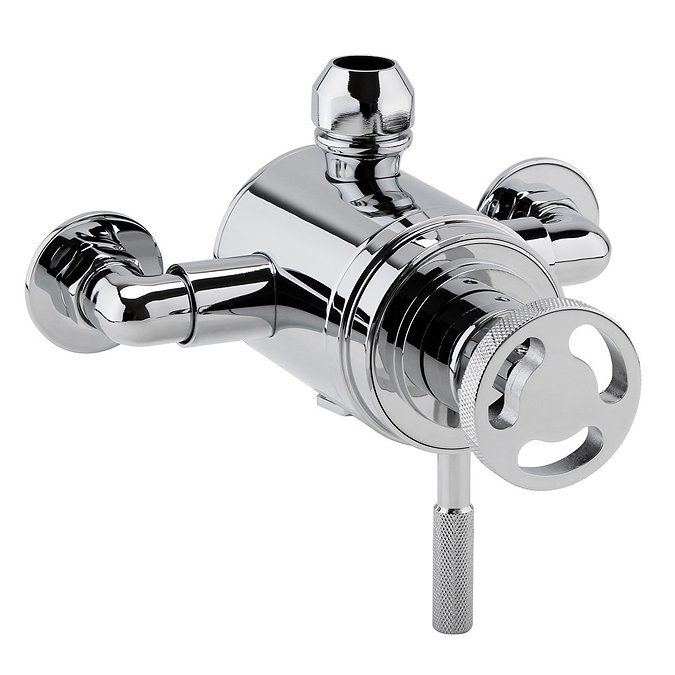 Arezzo Chrome Grand Rigid Riser Kit with Diverter + Industrial Style Dual Exposed Shower Valve