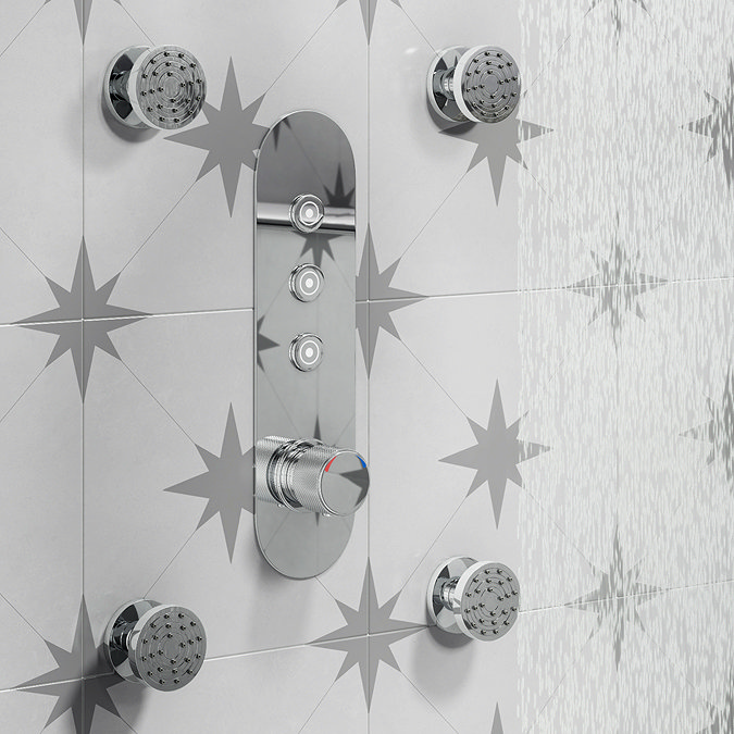 Arezzo Chrome Industrial Style Push Button Shower Valve (3 Outlets)  In Bathroom Large Image