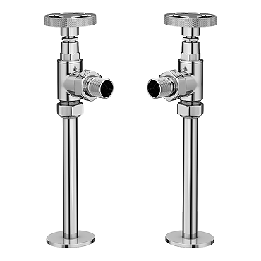 Arezzo Chrome Industrial Style Angled Radiator Valves  Profile Large Image