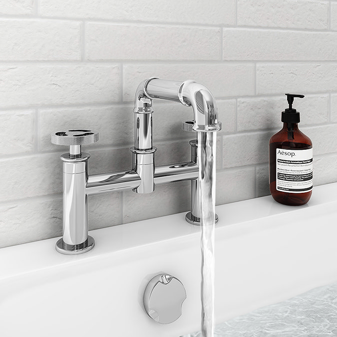 Arezzo Chrome Industrial Style Bath Filler Large Image