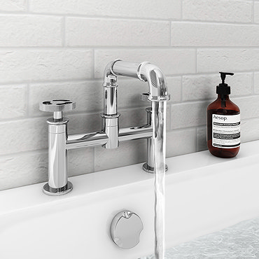 Arezzo Chrome Industrial Style Bath Filler  Profile Large Image