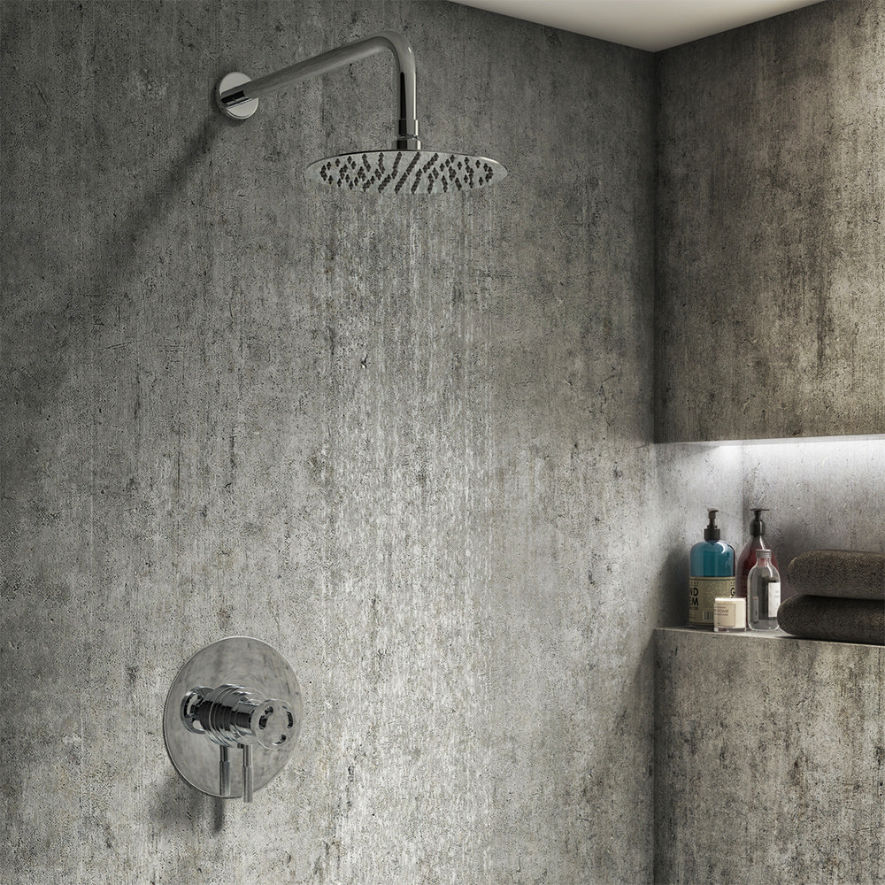 Arezzo Chrome Industrial Style Concealed Dual Shower Valve  Feature Large Image